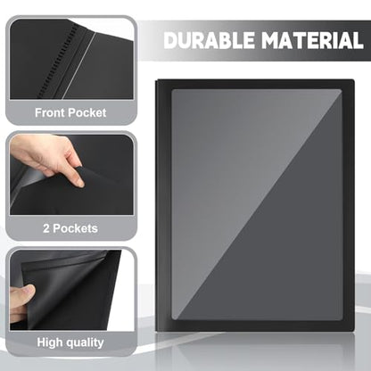Teling 24pcs Heavy Duty Plastic Folders with Front Clear Pocket, 3 Prongs and 2 Pockets, Fit Letter-Size Paper Folders with Card Slot, for School Office Supplies Back to School Gifts (Black) - color: Black