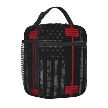 Weightlifting American Flag Lunch Bag 10In | Insulated Lunch Box Reusable Tote Bag For Picnic Office For Women Men - color: Style 1