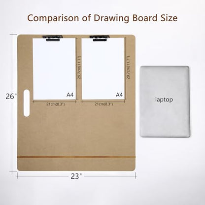23" x 26" Oversized Artist Sketch Tote Board - Lightweight Hardboard Drawing Board with Handle, Clip & Rubber Band for Art, Sketching, Travel, Studio, by TX Liteart - size: 23"x26", 1 Pack
