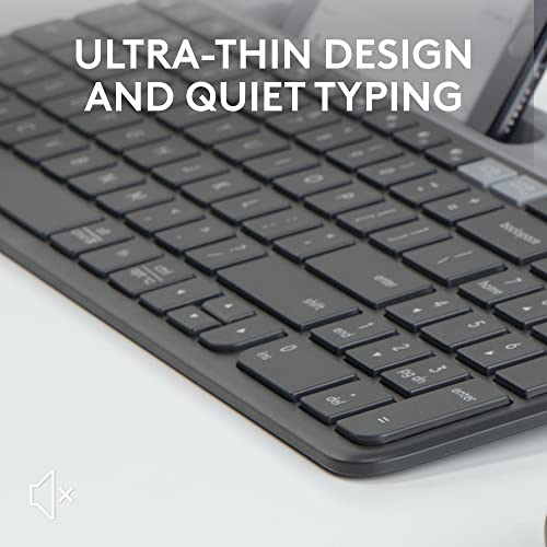 Logitech K585 Multi-Device Slim Wireless Keyboard, Built-in Cradle for Device; for Laptop, Tablet, Desktop, Smartphone, Win/Mac, Bluetooth/Receiver, Compact, Easy Switch, 24 Month Battery - Graphite - color: Graphite