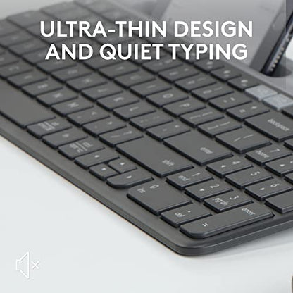 Logitech K585 Multi-Device Slim Wireless Keyboard, Built-in Cradle for Device; for Laptop, Tablet, Desktop, Smartphone, Win/Mac, Bluetooth/Receiver, Compact, Easy Switch, 24 Month Battery - Graphite - color: Graphite