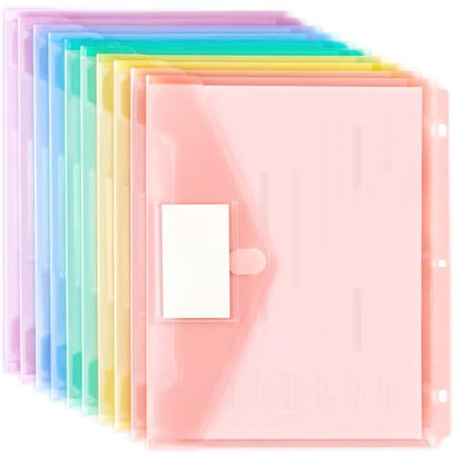 Forvencer Binder Pocket, 10 Pack Super Heavyweight Plastic Folders with Tight Closure, Binder Folders Side Loading, 3 Ring Binder Pocket, Binder Dividers with Pockets, Letter Size, Pastels Series - color: Fresh, size: 10 Pack