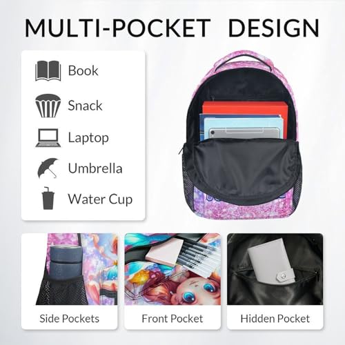 COZYAURA Personalized Mermaid Backpack for Girls with Custom Name - 3-Piece School Bag Set with Insulated Lunch Box & Pencil Case for Kindergarten & Elementary Students - color: Blue