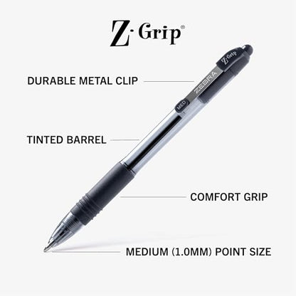 Zebra Pen Z-Grip Retractable Ballpoint Pen, Smooth-Flowing Black/Blue/Red Ink, 1.0mm Medium Point, School & Office Supplies, Ideal for Note-Taking, Journal and Planner Use, 48-Pack (22048) - color: Business C