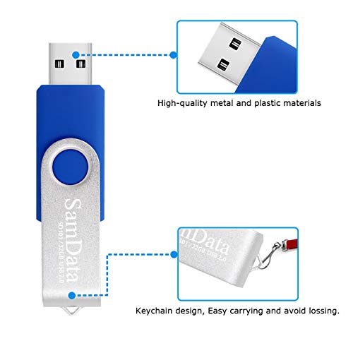 SamData USB 2.0 Flash Drive 32GB, 3 Pack Thumb Drive Swivel Memory Stick External Storage (3 Colors: Blue Green Red) - color: 32GB Blue Green Red