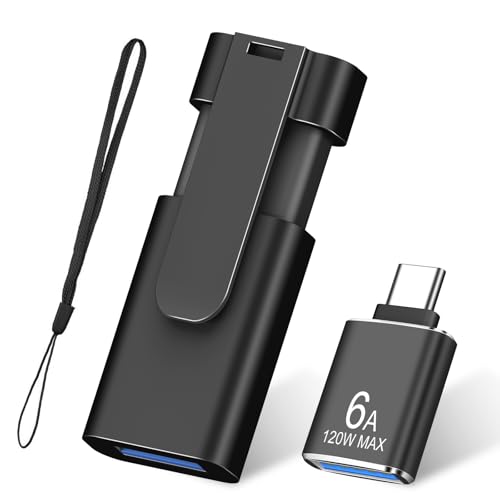 USB Flash Drive 64GB 1-Pack TEWENE exFAT USB 3.0 Thumb Drive & USBC Adapter | Clip Retractable Zip Drive USB Memory Stick Jump Drives USB Flash Drive 64GB for Data Backup (Black)