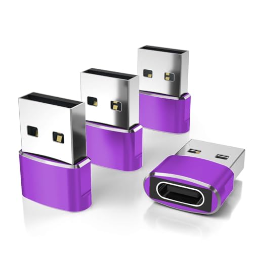 Elebase for Apple Watch SE 3 Adapter,USB to USB C Adaptor 4 Pack,Type C Female to USB A Male Charger Connector for iWatch 11 10,iPhone 16 15 Plus Pro Max,iPad 8 8th 9 9th 10th Air 4th 5 5th Mini 6 6th - color: Purple