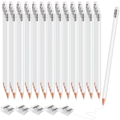 60 PCS White Colored Pencils with Eraser Pre Sharpened Pencil 2 HB - Ideal for Checking, Grading, Tests & Office/School Supplies (White) - color: white