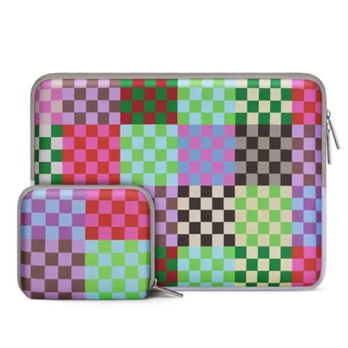 MOSISO Laptop Case 13.3 inch, 13-13.3 inch Laptop Sleeve Compatible with MacBook Neo/Air 13.6/Pro 13/Pro 14, HP Dell ASUS Lenovo, Neoprene Computer Sleeve with Small Case, Colorful Checkerboard