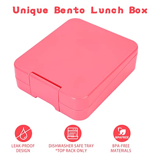 Bento Lunch Box Set for Kids with 10oz Soup Thermo, Leak-Proof Lunch Containers with 4 Compartment, Kids Thermo Hot Food Jar and Insulated Lunch Bag for Kid to School,BPA-Free(Pink) - color: Pink