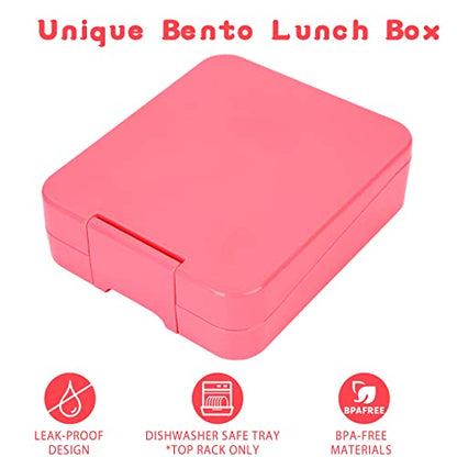 Bento Lunch Box Set for Kids with 10oz Soup Thermo, Leak-Proof Lunch Containers with 4 Compartment, Kids Thermo Hot Food Jar and Insulated Lunch Bag for Kid to School,BPA-Free(Pink) - color: Pink