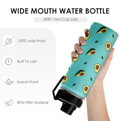 Green Avocado Water Bottle 18oz Stainless Steel Insulated Tumbler Coffee Travel Mug Cup Keeps Drinks Cold & Hot, Cute Avocado Gifts for Women Birthday - color: Avocado