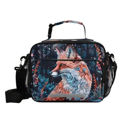 MNSRUU Student Lunch Bag Beautiful Fox Insulated DinnerTotes Picnic Bag Lunch Box with Adjustable Shoulder Strap for Teen Kids Adults - color: Fox I9752