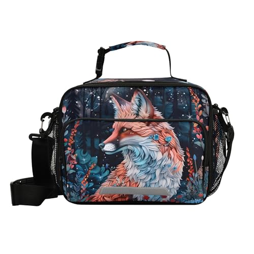 MNSRUU Student Lunch Bag Beautiful Fox Insulated DinnerTotes Picnic Bag Lunch Box with Adjustable Shoulder Strap for Teen Kids Adults - color: Fox I9752