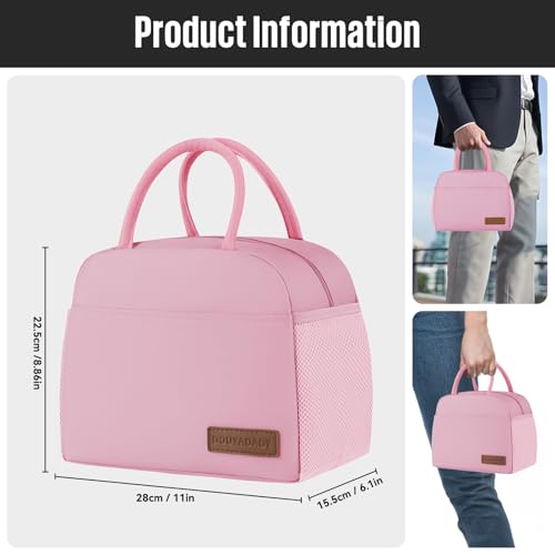 douyadady Lunch Bag&Box Women/Men Insulated&Reusable | Spacious Lightweight Waterproof Sturdy Durable Great Value For Office Work School Picnic Travel - color: Pink