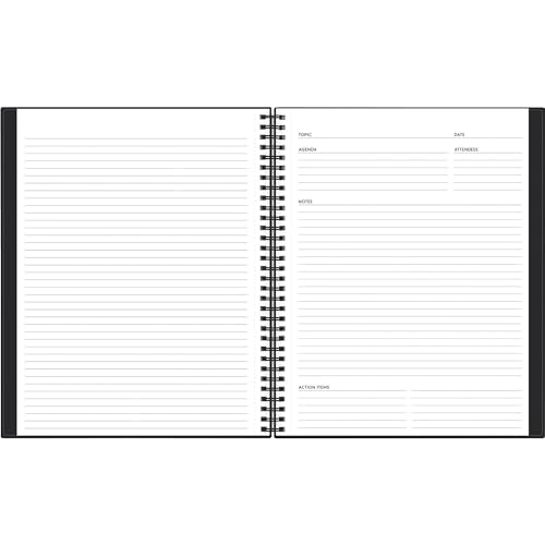 Blue Sky Aligned Notes Professional Business Notebook, Flexible Cover, Twin-Wire Binding, Perforated Pages, 8.5" x 11", Black - size: 8.5" x 11"