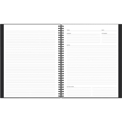 Blue Sky Aligned Notes Professional Business Notebook, Flexible Cover, Twin-Wire Binding, Perforated Pages, 8.5" x 11", Black - size: 8.5" x 11"
