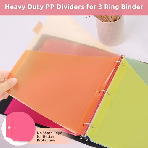 SKYDUE Binder Dividers with Tabs and Pockets,8 Tab Dividers for 3 Ring Binder, Plastic Binder Dividers with 2 Pockets & 16 Blank Labels, Red - color: Style B(red)