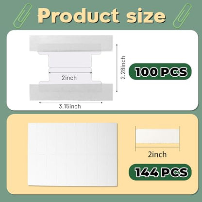 100 Pieces 2 Inch Insertable Self-Adhesive Tabs with Printable Inserts and File Folder Labels - Clear Planner Tabs for Book Pages