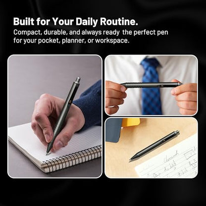 Everyman Grafton Gunmetal Mini Click Refillable 0.7mm Gel Pen | Compact Aluminum Pen with Deep Grooved Grip for Smooth Writing | Pocket EDC Ink Pen for Office, Travel, Journaling & Daily Use - color: Gunmetal, style: Mini Click