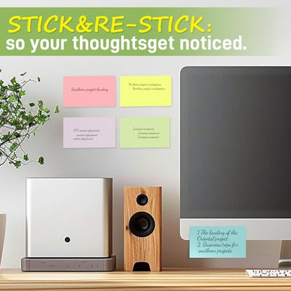 960 Sheets 3x5 Inches Large Sticky Notes,Self-Stick Post Stickies Colorful Super Sticking Power Memo Pads for Teacher Supply,School and Office - style: 12 Pads Pastel