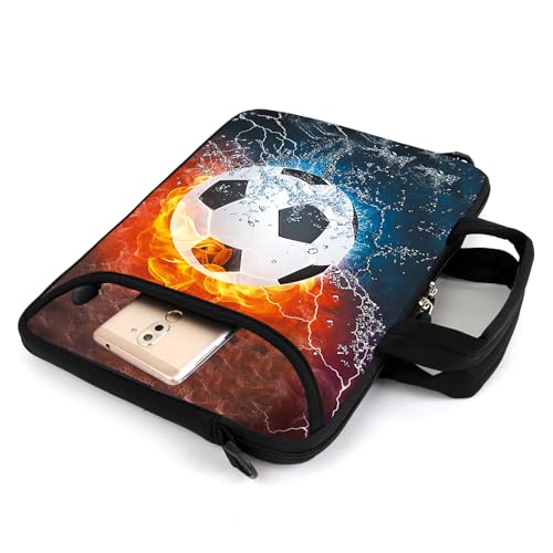 AMARY 13" 13.3" laptop sleeve chromebook case adjustable shoulder strap with handle accessory pocket (Soccer) - color: Soccer