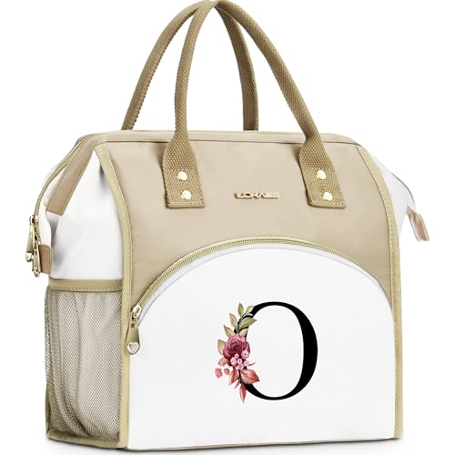 Initial Lunch Bag Women, Cooler Insulated Lunch Bag, Large Adult Leakproof Lunch Box for Picnic Work, Personalized Tote Bag, Birthday Gifts/Mother's Day Gifts, Letter O. - color: O