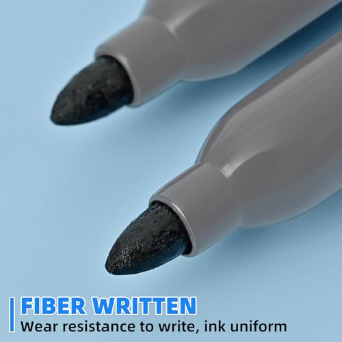 Permanent markers, 12 packs permanent markers bulk, quick drying in one second, smooth, not easy to erase, durable, can be marked on glass, tiles and cloth, office supplies,Gray shell - color: black