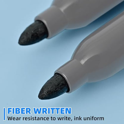 Permanent markers, 12 packs permanent markers bulk, quick drying in one second, smooth, not easy to erase, durable, can be marked on glass, tiles and cloth, office supplies,Gray shell - color: black