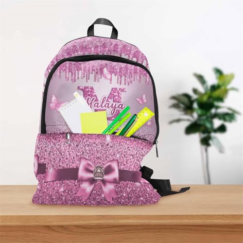 MyPupSocks Customize Girls Casual School Backpack for Kids, Personalized Shinning Glitter Monogram Schoolbag Shoulder Bag Custom Lunch Box Bag Travel Daypack for Students Boys Girls Back School Gifts - color: Multi 04