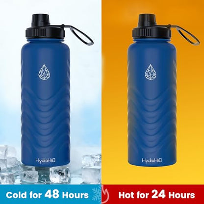 32oz Stainless Steel Insulated Water Bottle, 48H Ice Cold & 24H Hot, Leak-Proof Wide Mouth Lids (Straw & Spout), BPA-Free Bottles, Mens Water Bottle for Gym, Hiking, Travel - Blue - color: Blue, size: 32 Ounces