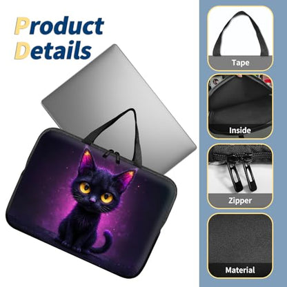 Laptop Bag 13 Inch,Resistant Shockproof Laptop Sleeve Case Protective Cover Carrying Case with Handle Compatible for HP Dell Lenovo Acer Asus Notebook Computer,Big-Eyed Black Cat - color: Big-eyed Black Cat, size: 13-13.3 in