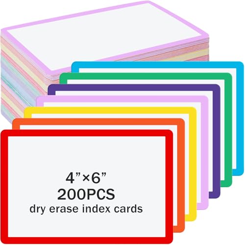 Harloon 100 Pcs Dry Erase Index Cards 4 x 6 Inch Laminated Reusable Dry Erase Note Cards Sheets for Office Home Housework to Do List (Multicolored) - color: Multicolored, size: 4 x 6 Inch
