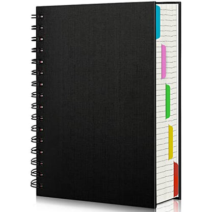 EUSOAR Notebook with Dividers, 1 Pack A5 5.5"x 8.3", 5 Subject, Hardcover College Ruled Paper 100gsm Thick, 120 Sheets/ 240 Pages, Notebooks & Writing Pads for Travelers School Office Business Gift - color: Black, size: A5-1Pack