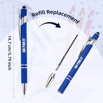 Ballpoint Pen 2-in-1 Stylus 8 Pack, Retractable Ballpoint Pen with Stylus tip Metal Stylus Pen for Touch Screens, 1.0 mm Black Ink (8 PACK-Motivational) - color: 8 PACK-Motivational