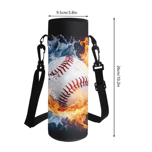 Horeset Baseball Flame Water Backpack for School Boys 3 Pack Casual Bookbags & Water Bottle Sling Bag & Picnic Lunch Bag Primary Middle School Rucksack with Breathable Padded Shoulder Straps - color: Baseball Flame Water