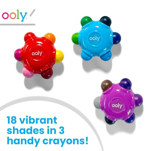 Ooly Color Burst Grip Crayon for Toddlers and Little Hands, Set of 3 Crayons with 18 Classic Colors, Non-Toxic Easy to Grip Shaped and Easy to Hold Crayons for Young Kids - style: Grip Crayon