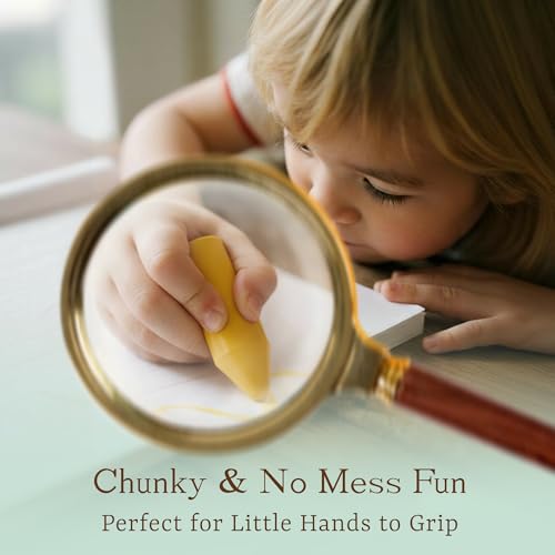 Soy & Beeswax Crayons for Toddlers, 12 Colors Non-Toxic Natural Crayons, Chunky Easy-Grip Design for Little Hands, Unbreakable Baby Art Supplies