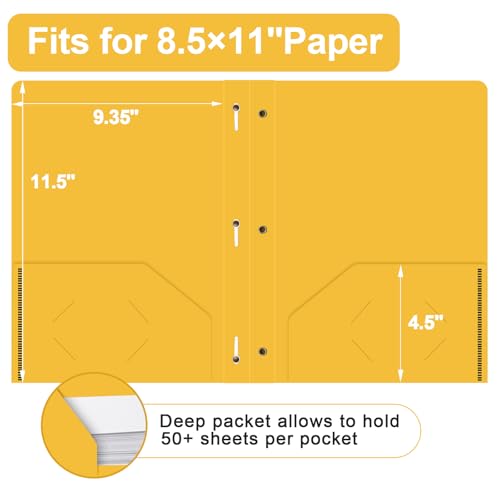 Two Pocket Folders with Prongs, LAYZZ 60 Pack Poly Plastic Folders, Heavy Duty Plastic Folders with Pockets and Prongs, Letter Size, for Offices and Schools (Yellow) - color: Yellow