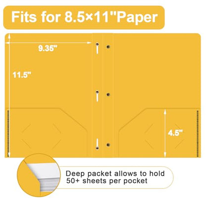 Two Pocket Folders with Prongs, LAYZZ 60 Pack Poly Plastic Folders, Heavy Duty Plastic Folders with Pockets and Prongs, Letter Size, for Offices and Schools (Yellow) - color: Yellow