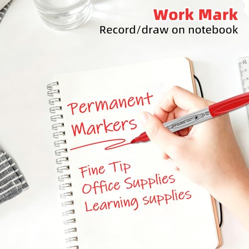 Red Permanent Marker, Fine Point Markers Quick Drying, Fade Resistant, No Smear, Waterproof, Smudge-Proof, Classroom Home Office Supplies, on Paper, Glass, Plastic, Metal, Wood, 18 Pack - color: red