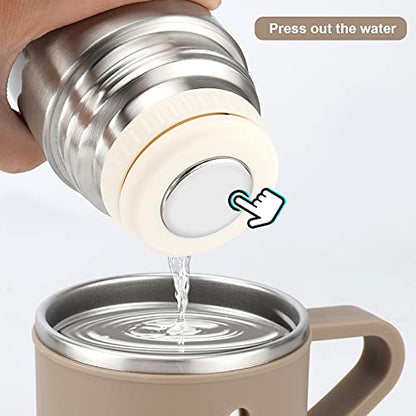 Stainless Steel Thermo 500ml/16.9oz Vacuum Insulated Bottle with Cup for Coffee Hot drink and Cold drink water flask.(Brown,Single) - color: Brown (Single), size: 16.9 Ounces
