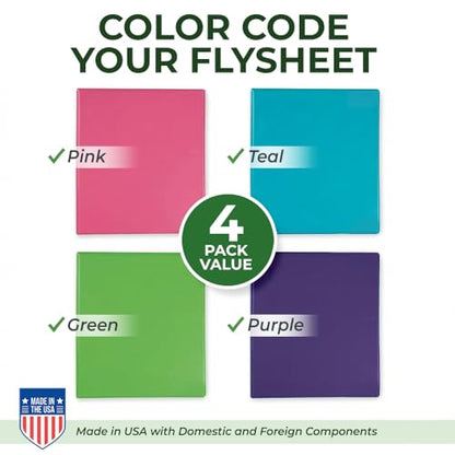 Samsill BioBinder 1 Inch Binder (4-Pack) - Durable Plant-Based 3 Ring Binder 1 Inch, USDA Certified Biobased, Customizable Nonstick Cover & Spine - 1 inch Binders 3 Ring, 200 Sheet Capacity - color: Multicolor, size: 1-Inch