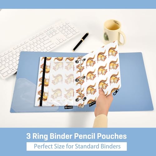 Chipmunks Animals Binder Pouch 3 Ring Clear Pouches with Zipper Pen Organizer for Office, 2 Pack - color: Multi-chipmunks Animals