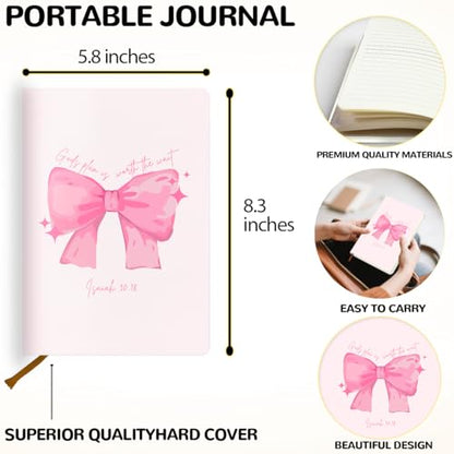 Pink Bow Bible Hard Shell Journal Notebook, Bible Notebooks for Note Taking, College Ruled Notebook, Inspirational Hardcover Notebooks, Journals for Writing Note Taking 200 Sheets (5.8 x 8.3)-5 - color: Multi 1571