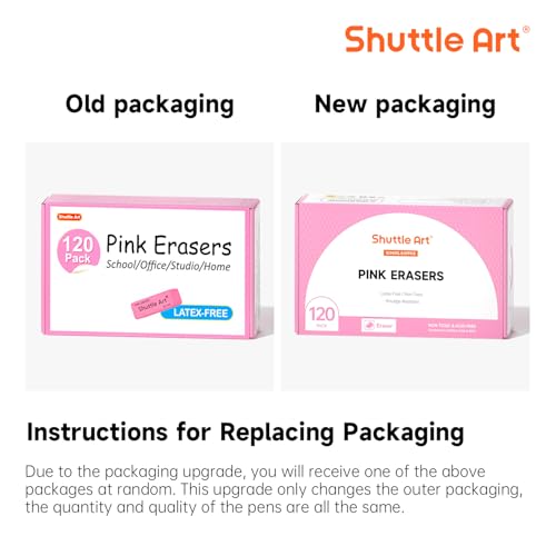 Pink Erasers, Shuttle Art 120 Pack Pink Erasers Bulk for School, Office, Latex-Free Soft Eraser for Kids, Teachers as School Supplies - color: Pink