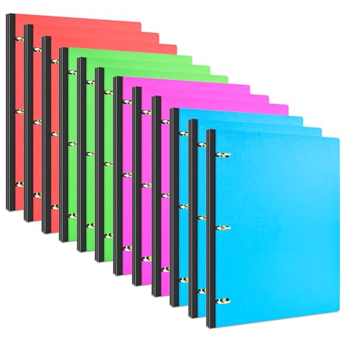 INFUN 1 INCH Telescoping 3 Ring Binder - 12PCS, Portable Plastic Binder with Telescoping Spine ，3 Ring Binders with Foldable Front Cover Holds 8.5" x 11" Paper for School,Office and Homes - color: Red+pink+ Blue+green, size: 1 Inch, style: 12 PCS