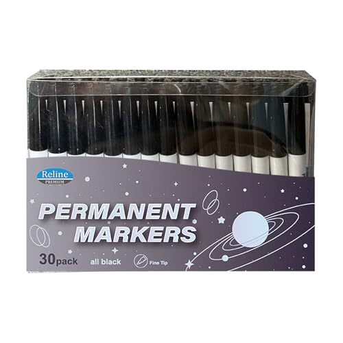 30 Pack Permanent Markers, All Black Fine Point Colorful Permanent Marker, Works On Paper, Glass, Fabric, Metal, Wood Crafts, Good for Coloring and Painting - color: 30pack-all black