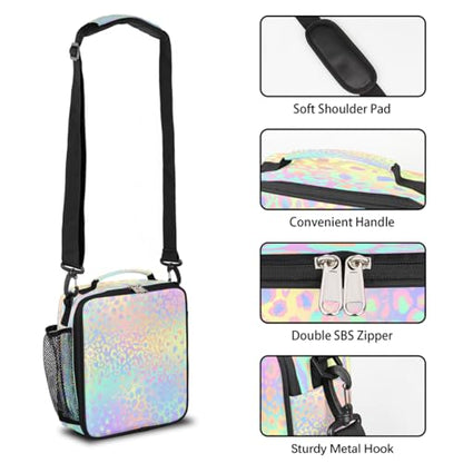 Pardick Rainbow Leopard Kids Lunch Bag Colorful Leopard Skin Insulated Lunch Box Mini Cooler Back to School Thermal Meal Tote Kit Bento Tote Bags Lunchbox for Boys Girls - color: Rainbow Leopard