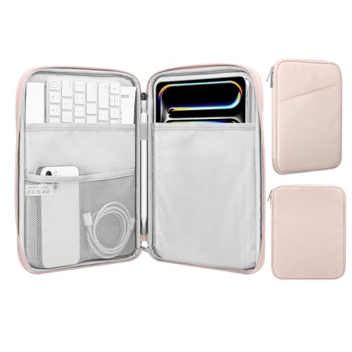 MoKo 9-11 Inch Tablet Sleeve Bag Carrying Case with Accessory Pocket | Fits iPad Air 11-inch M4, iPad Pro 11-inch M5, iPad A16 11-inch, iPad 10/9/8/7th and Tab S9/S8 11-inch, Pink - color: Pink, size: 9-11 Inch